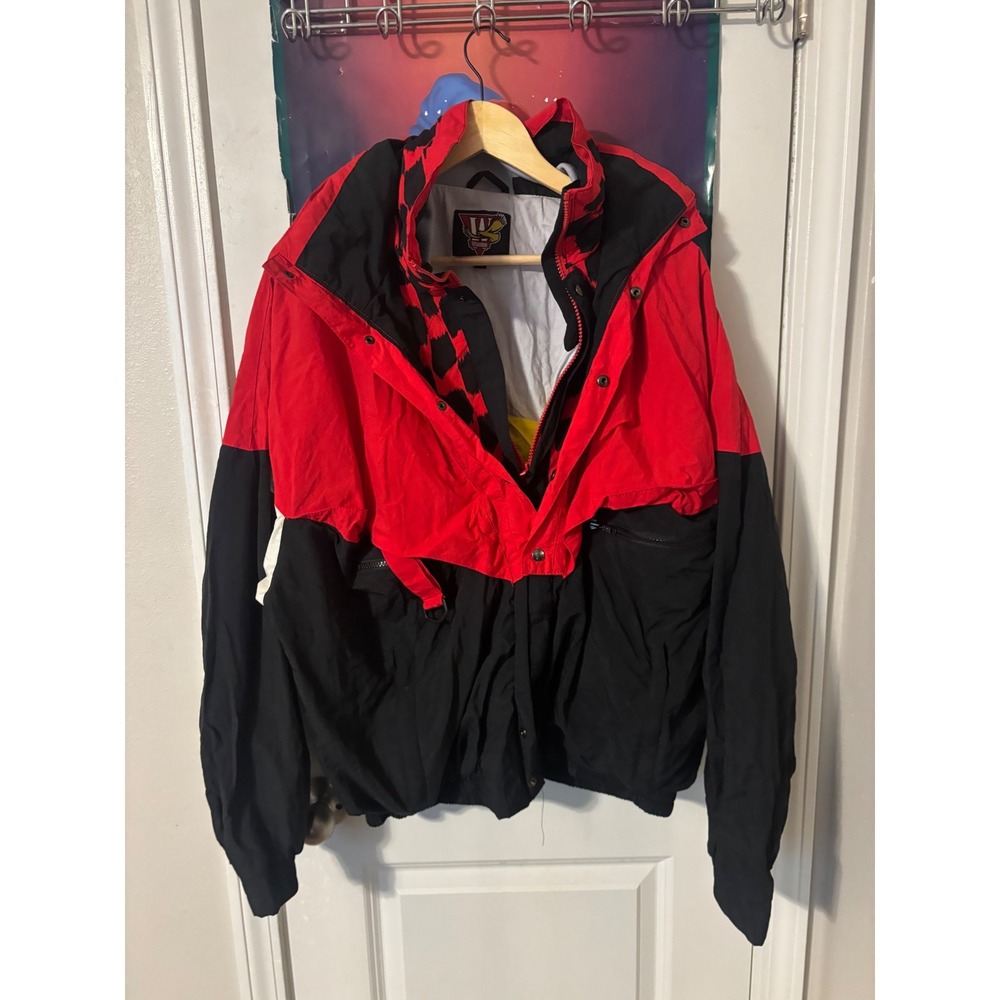 Vintage Winston Racing Jacket Red Black Colorblock Windbreaker Mens XL